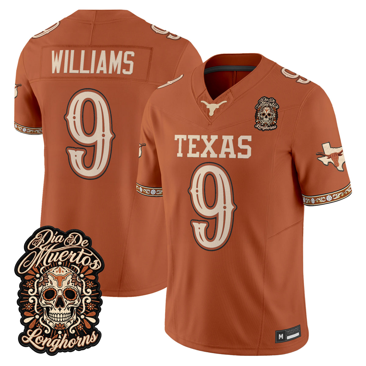  Texas Longhorns Día de los Muertos Vapor Limited Jersey - Stitched