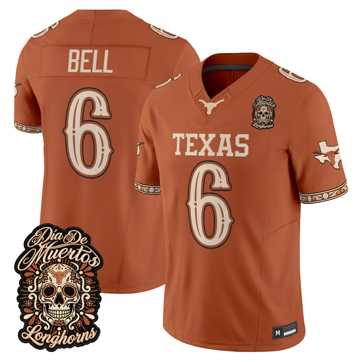  Texas Longhorns Día de los Muertos Vapor Limited Jersey - Stitched