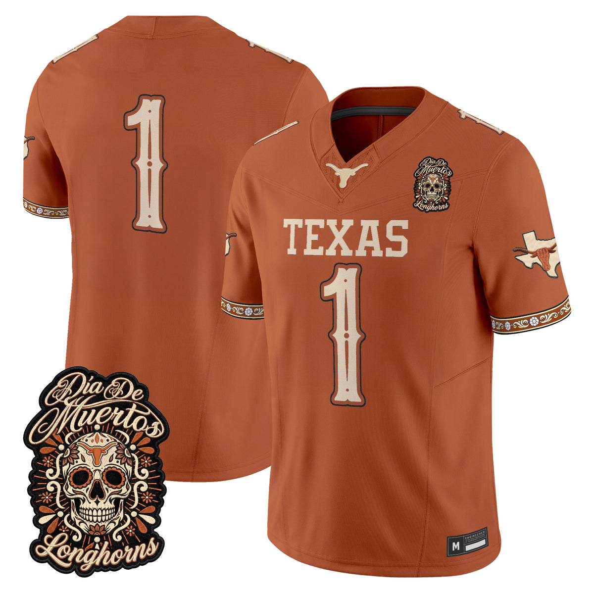  Texas Longhorns Día de los Muertos Vapor Limited Jersey - Stitched