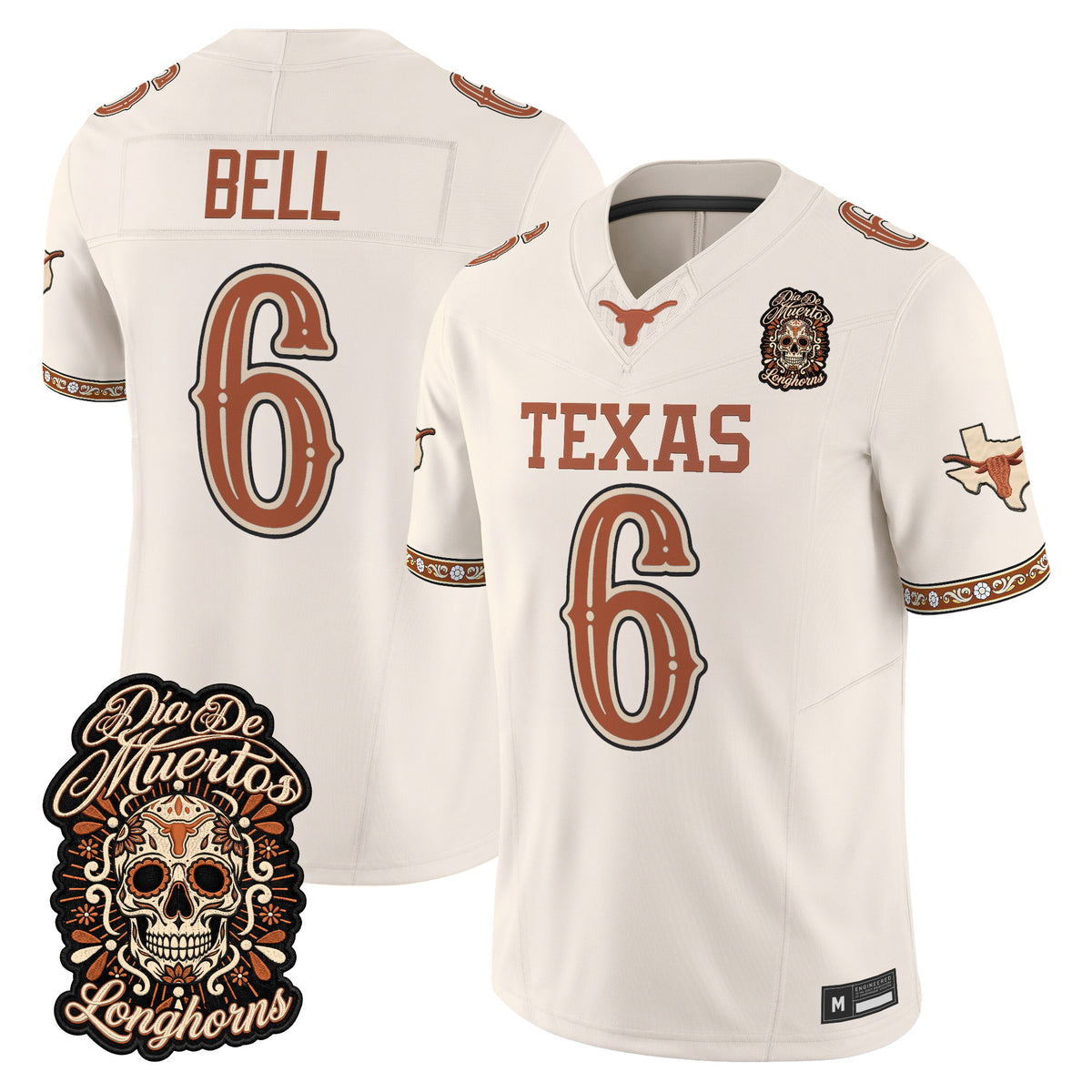  Texas Longhorns Día de los Muertos Vapor Limited Jersey - Stitched