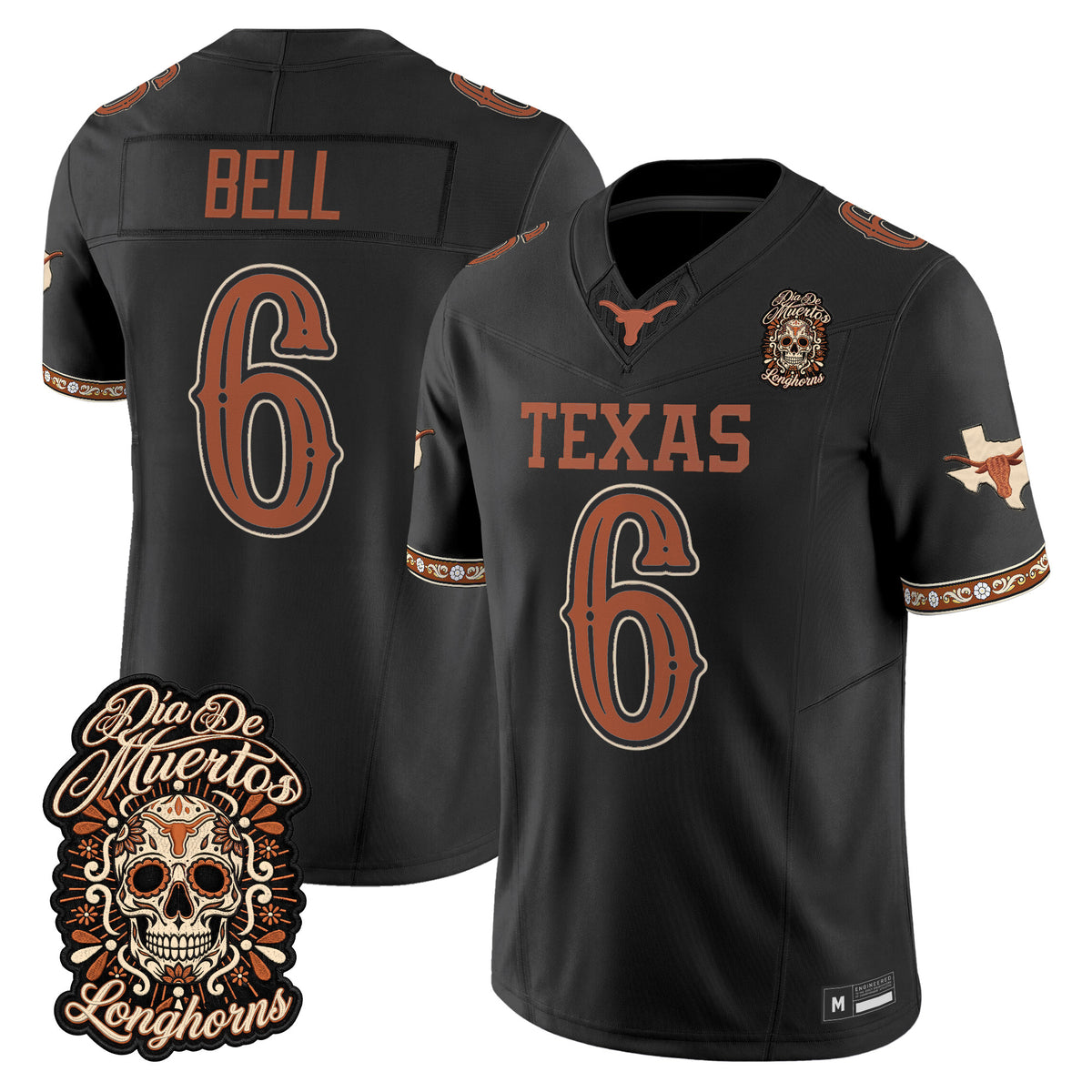  Texas Longhorns Día de los Muertos Vapor Limited Jersey - Stitched