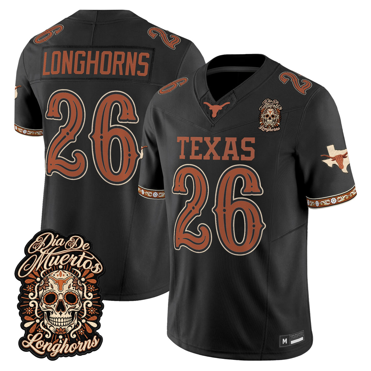  Texas Longhorns Día de los Muertos Vapor Limited Jersey - Stitched