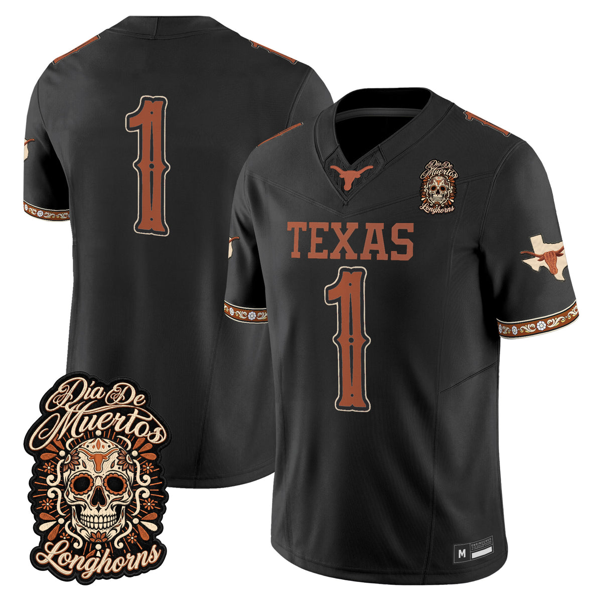 Texas Longhorns Día de los Muertos Vapor Limited Jersey - Stitched