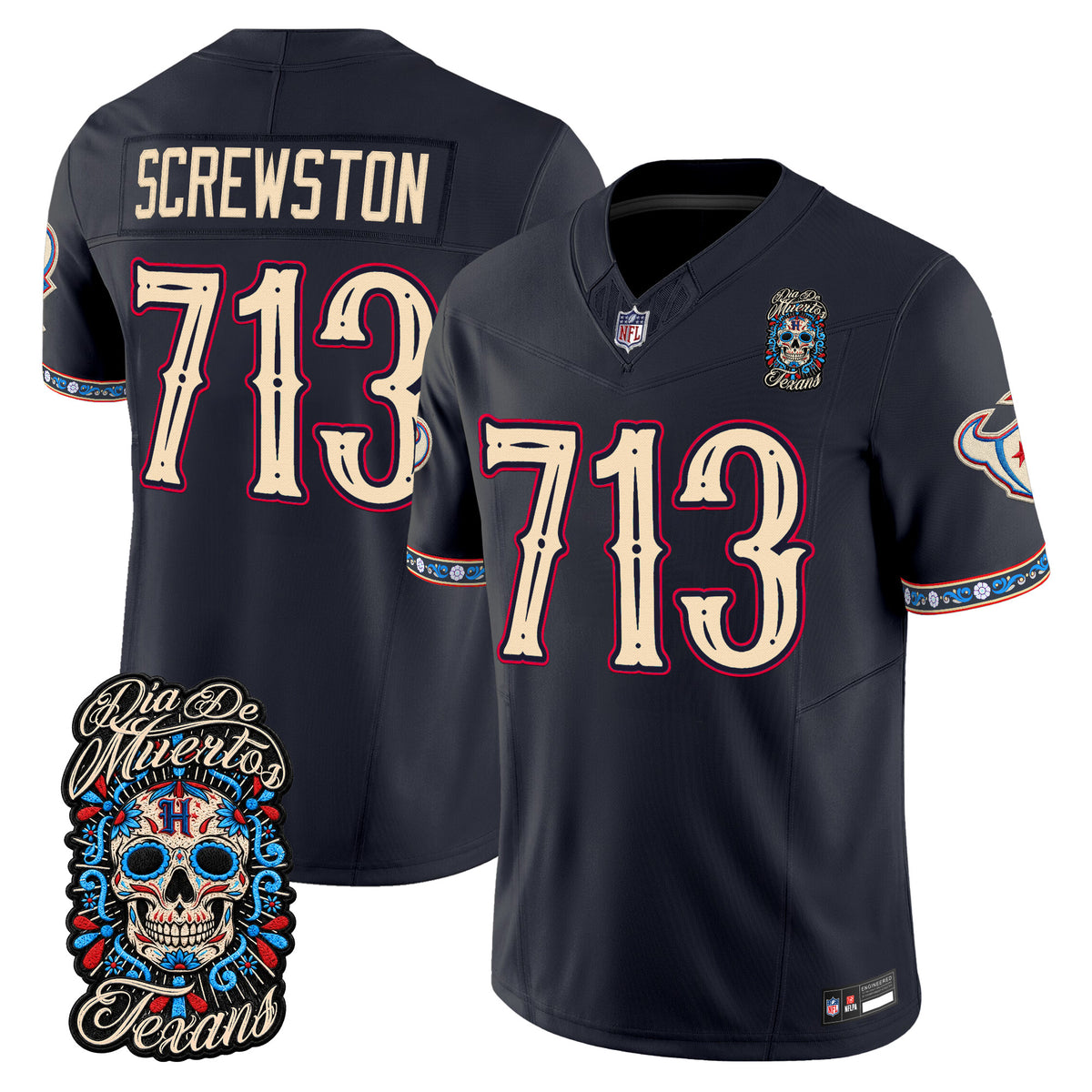  Houston Texans Día de los Muertos Vapor Limited Jersey - Stitched