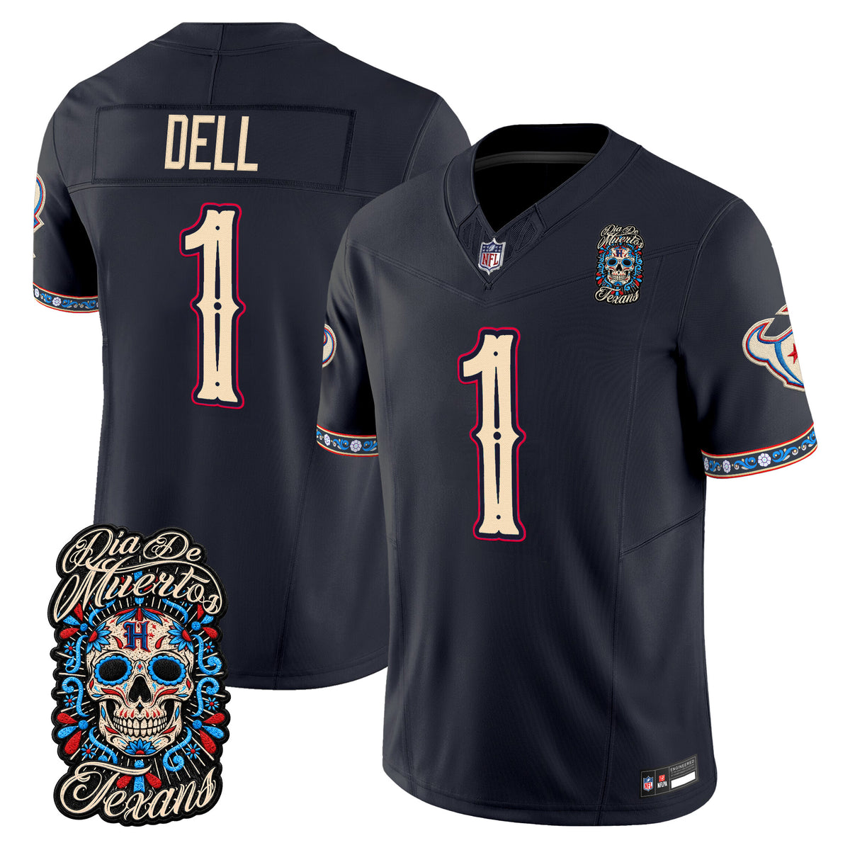  Houston Texans Día de los Muertos Vapor Limited Jersey - Stitched