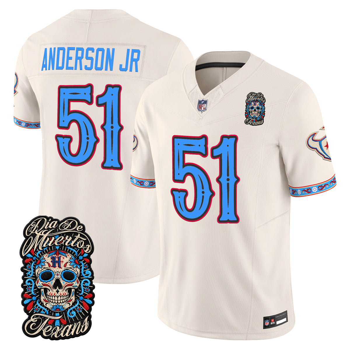  Houston Texans Día de los Muertos Vapor Limited Jersey - Stitched