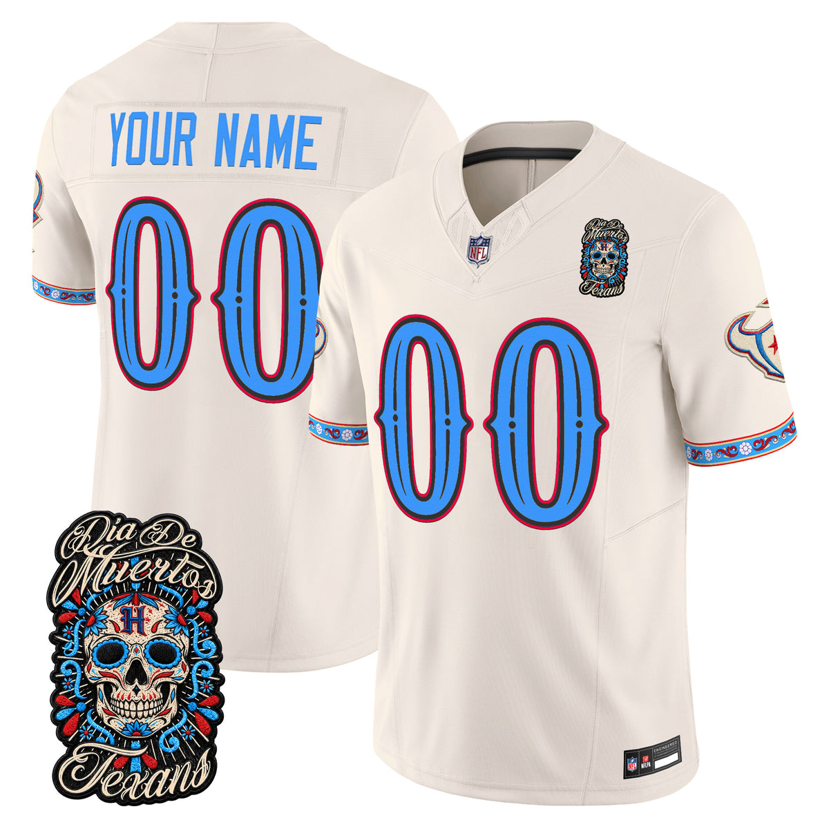Houston Texans Día de los Muertos Vapor Limited Custom Jersey - Stitched