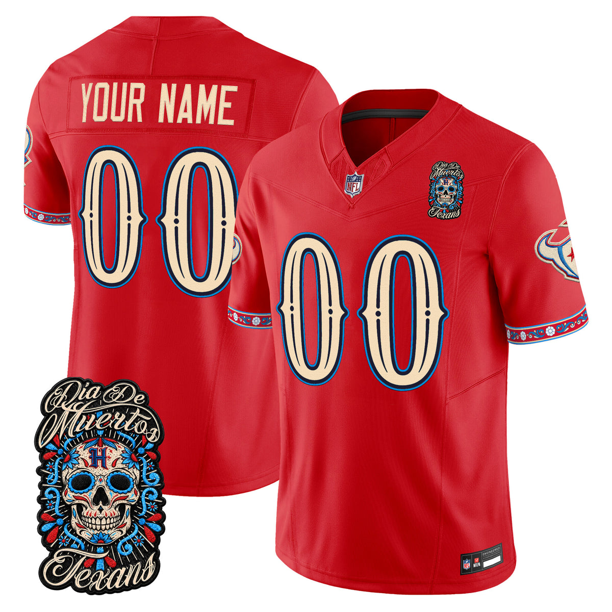 Houston Texans Día de los Muertos Vapor Limited Custom Jersey - Stitched