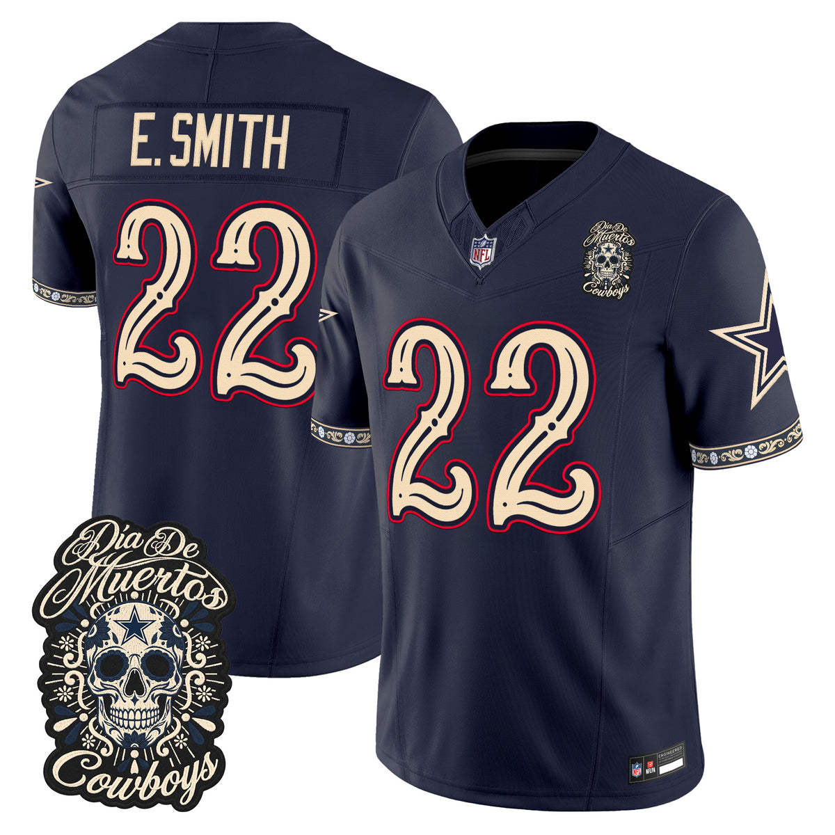  Dallas Cowboys Día de los Muertos Vapor Limited Jersey - Stitched