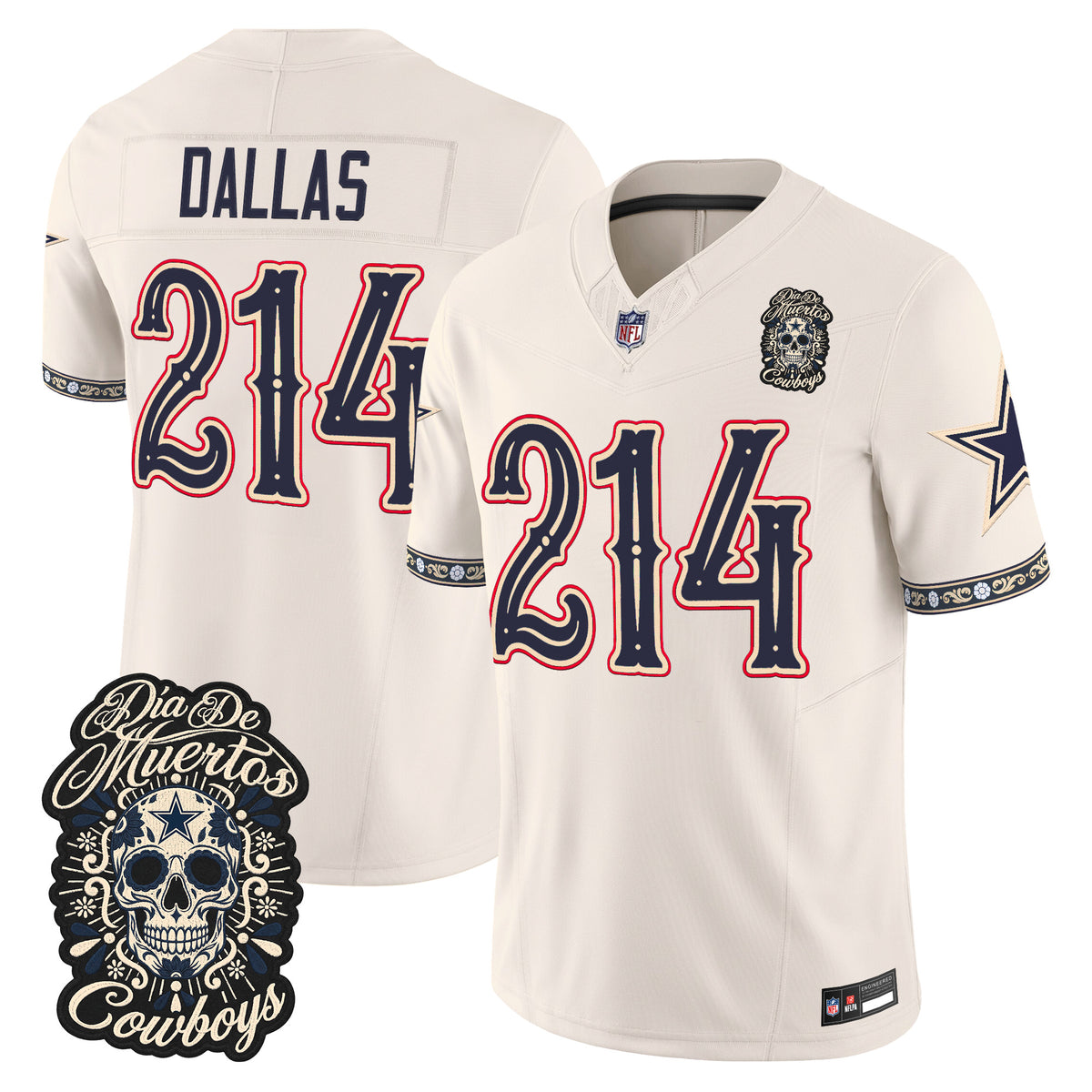  Dallas Cowboys Día de los Muertos Vapor Limited Jersey - Stitched