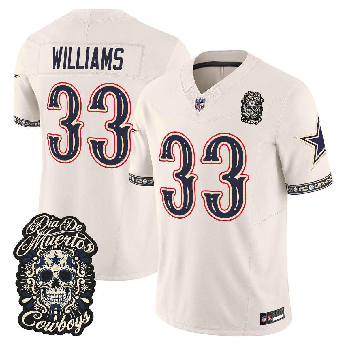  Dallas Cowboys Día de los Muertos Vapor Limited Jersey - Stitched
