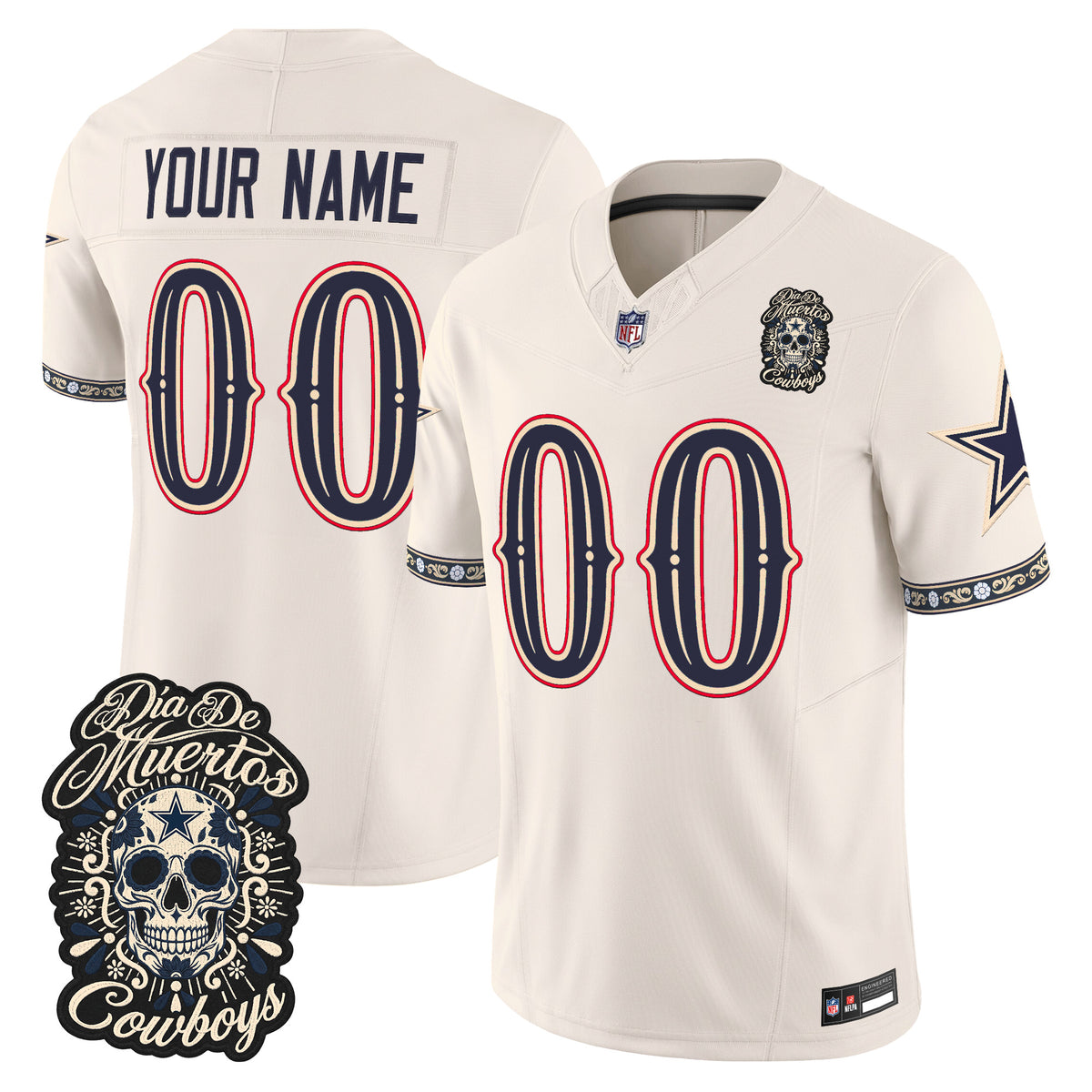 Dallas Cowboys Día de los Muertos Vapor Limited Custom Jersey - Stitched