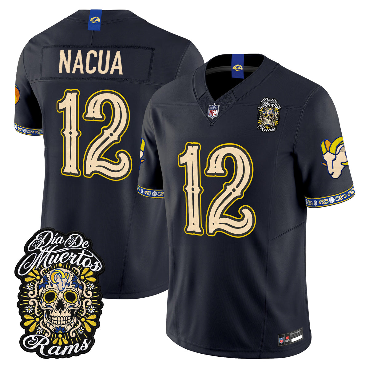  Los Angeles Rams Día de los Muertos Vapor Limited Jersey - Stitched