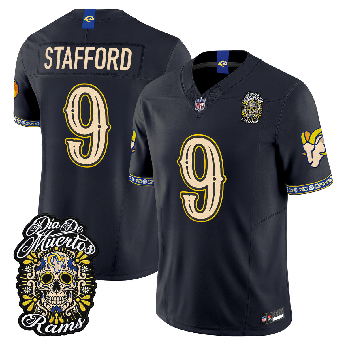  Los Angeles Rams Día de los Muertos Vapor Limited Jersey - Stitched
