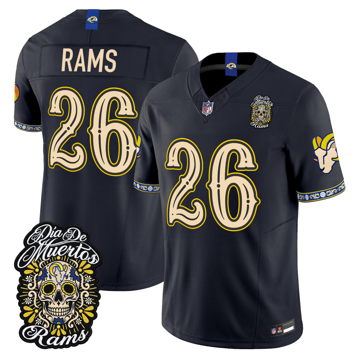  Los Angeles Rams Día de los Muertos Vapor Limited Jersey - Stitched