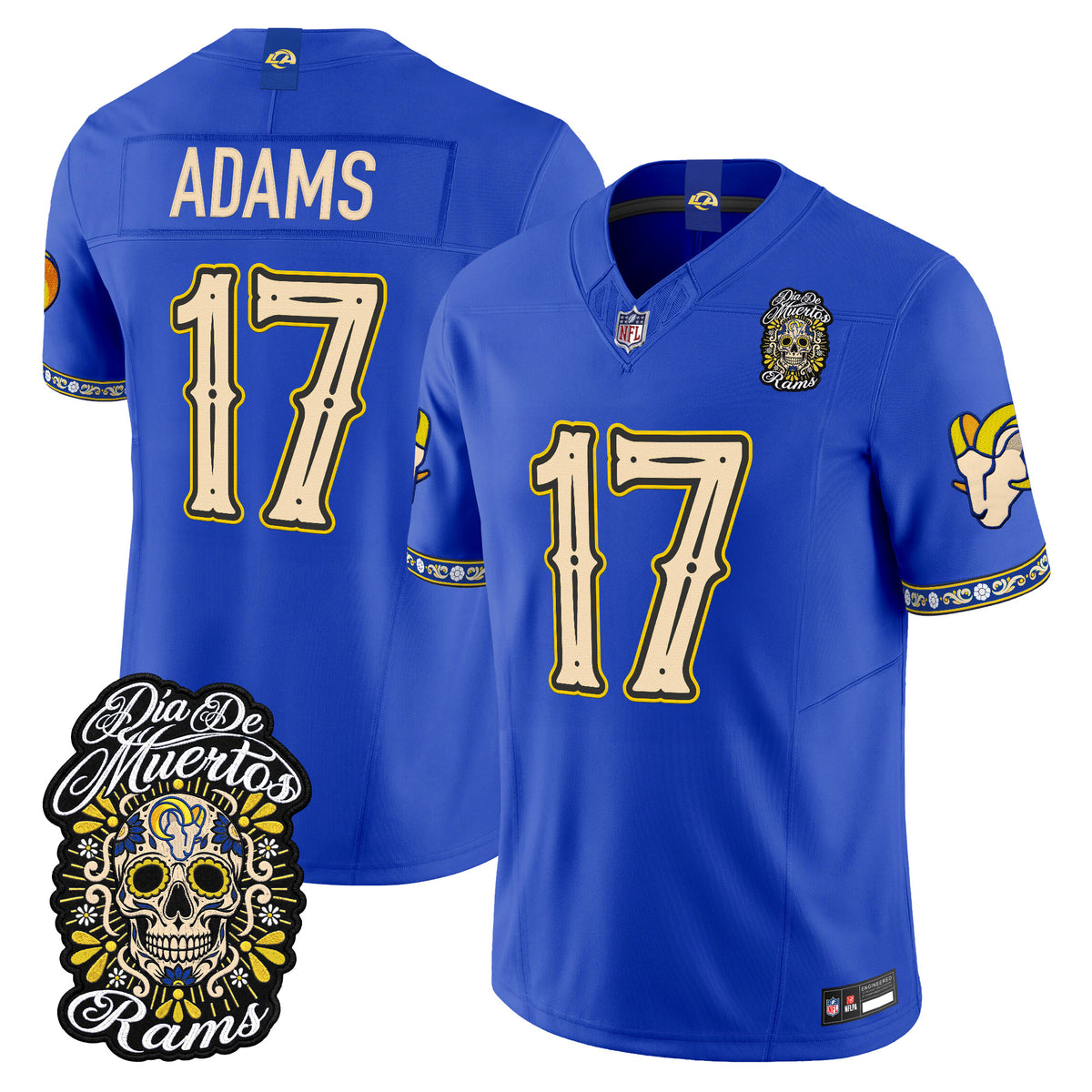  Los Angeles Rams Día de los Muertos Vapor Limited Jersey - Stitched