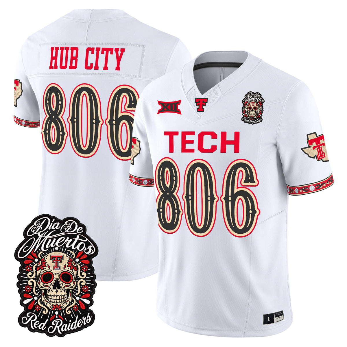  Texas Tech Red Raiders Día de los Muertos Vapor Limited Jersey - Stitched