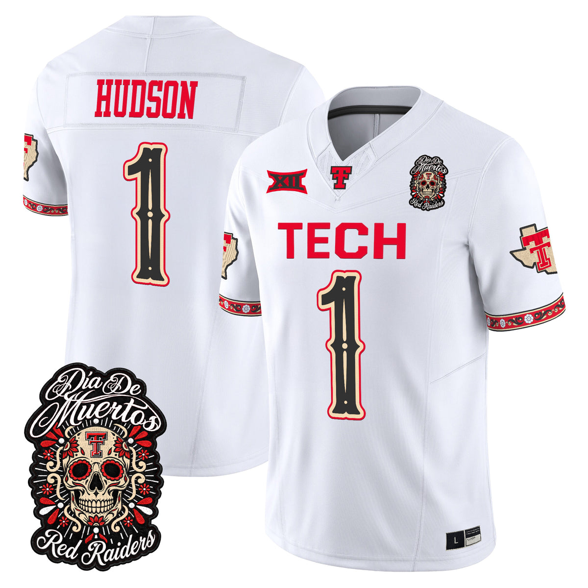  Texas Tech Red Raiders Día de los Muertos Vapor Limited Jersey - Stitched