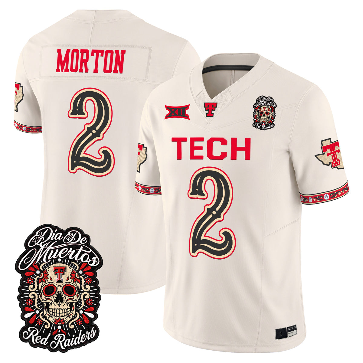  Texas Tech Red Raiders Día de los Muertos Vapor Limited Jersey - Stitched