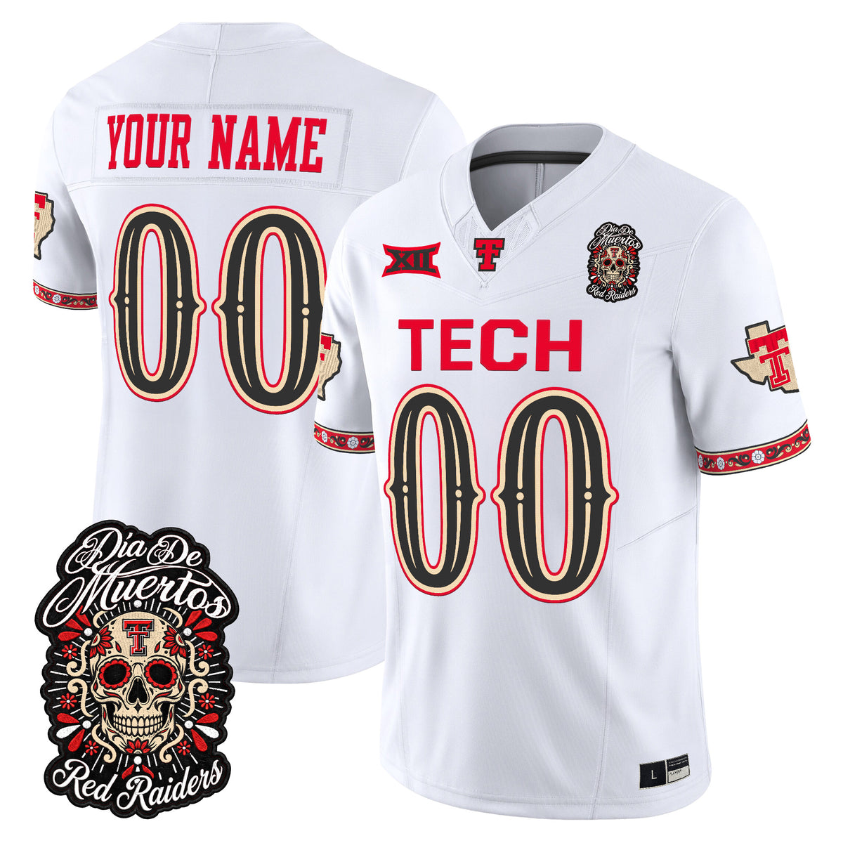 Texas Tech Red Raiders Día de los Muertos Vapor Limited Custom Jersey - Stitched