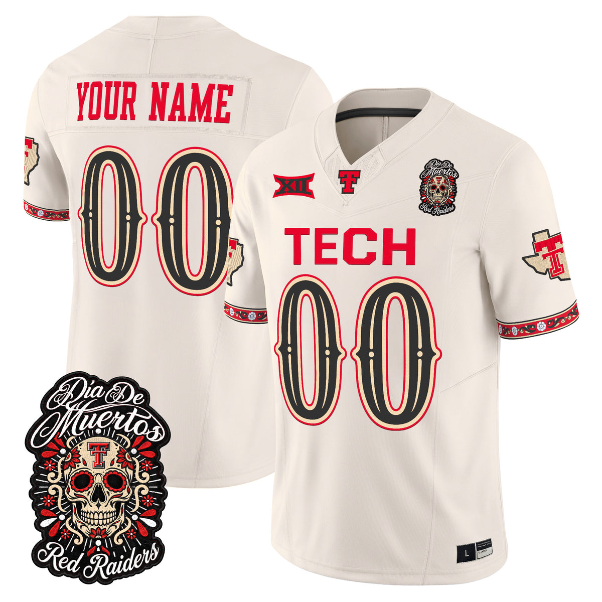 Texas Tech Red Raiders Día de los Muertos Vapor Limited Custom Jersey - Stitched