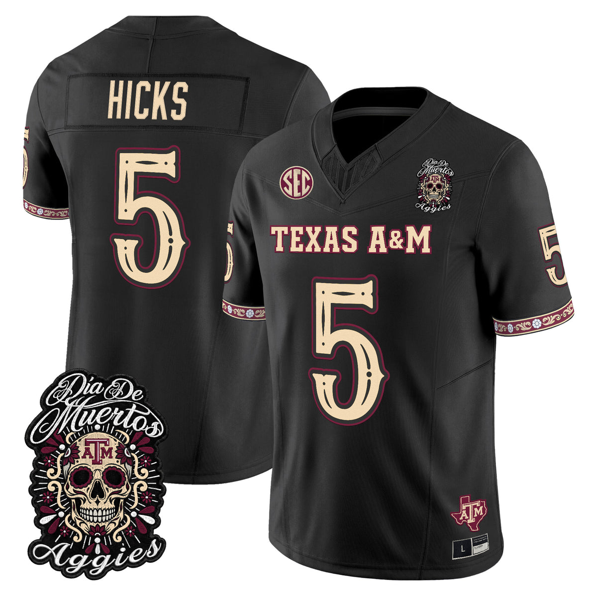  Texas A&M Aggies Día de los Muertos Vapor Limited Jersey - Stitched