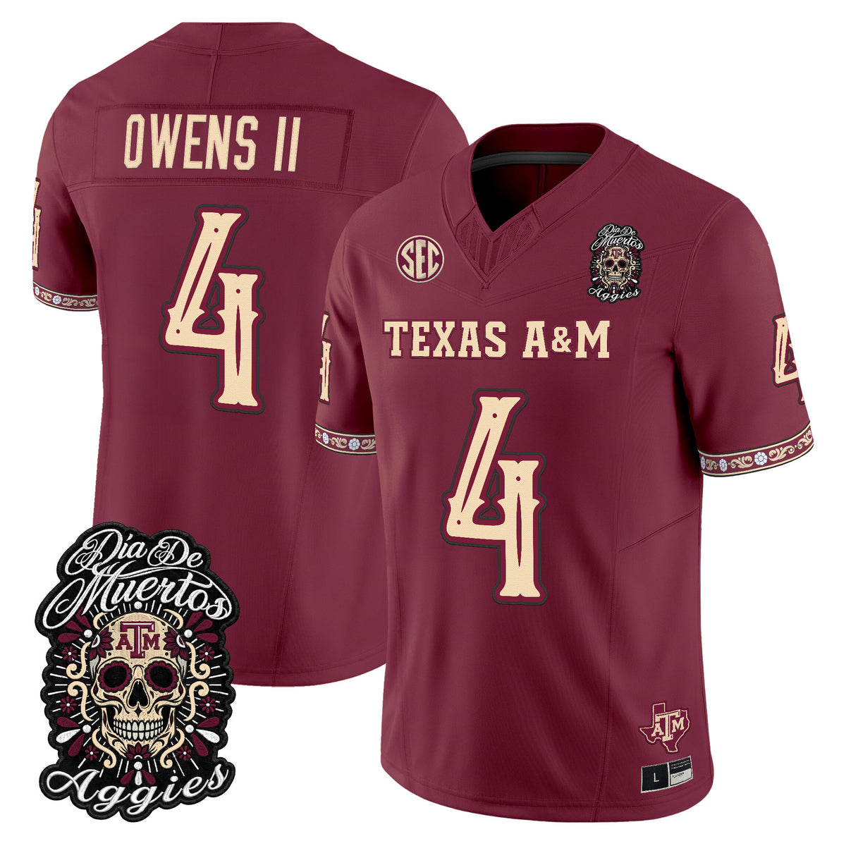  Texas A&M Aggies Día de los Muertos Vapor Limited Jersey - Stitched