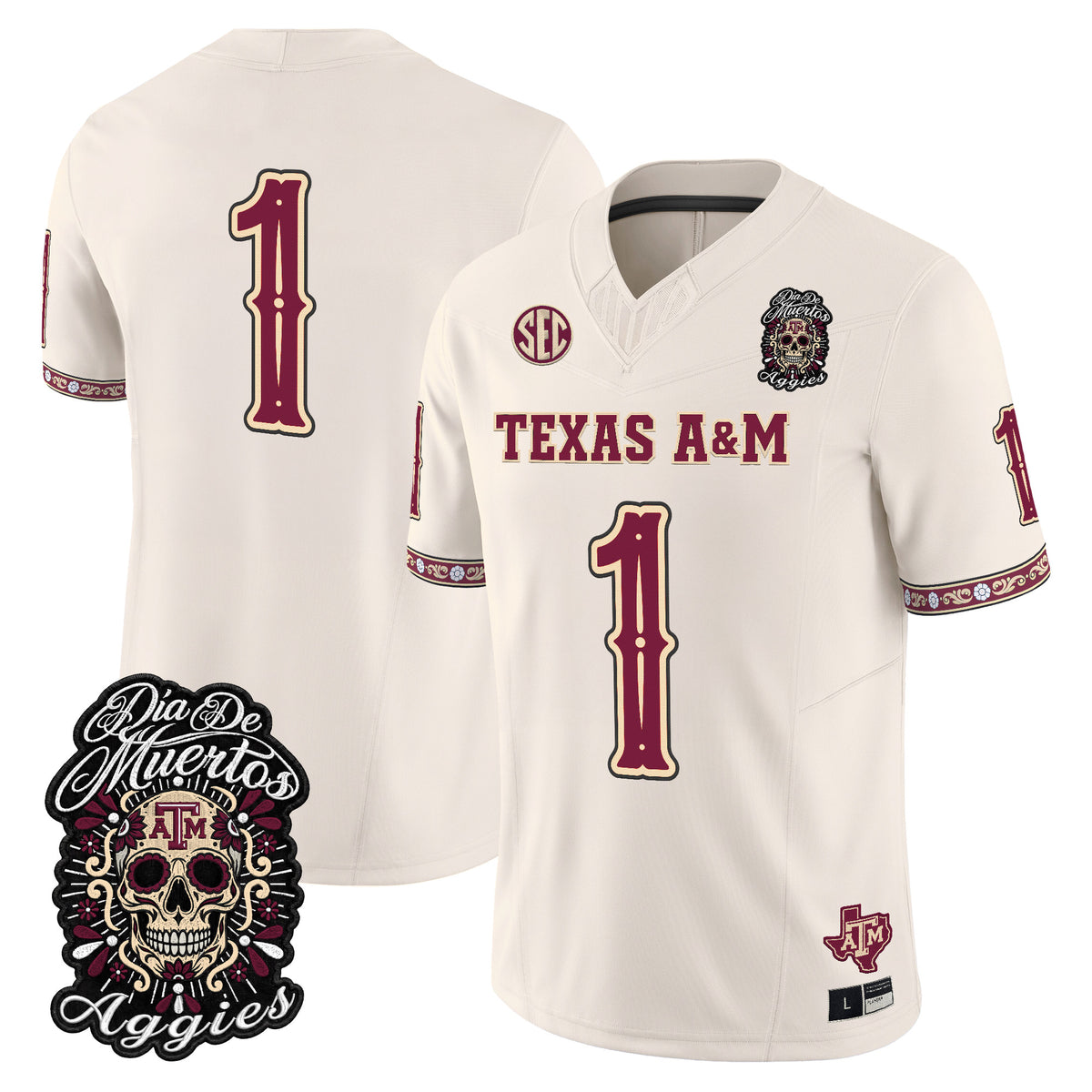  Texas A&M Aggies Día de los Muertos Vapor Limited Jersey - Stitched