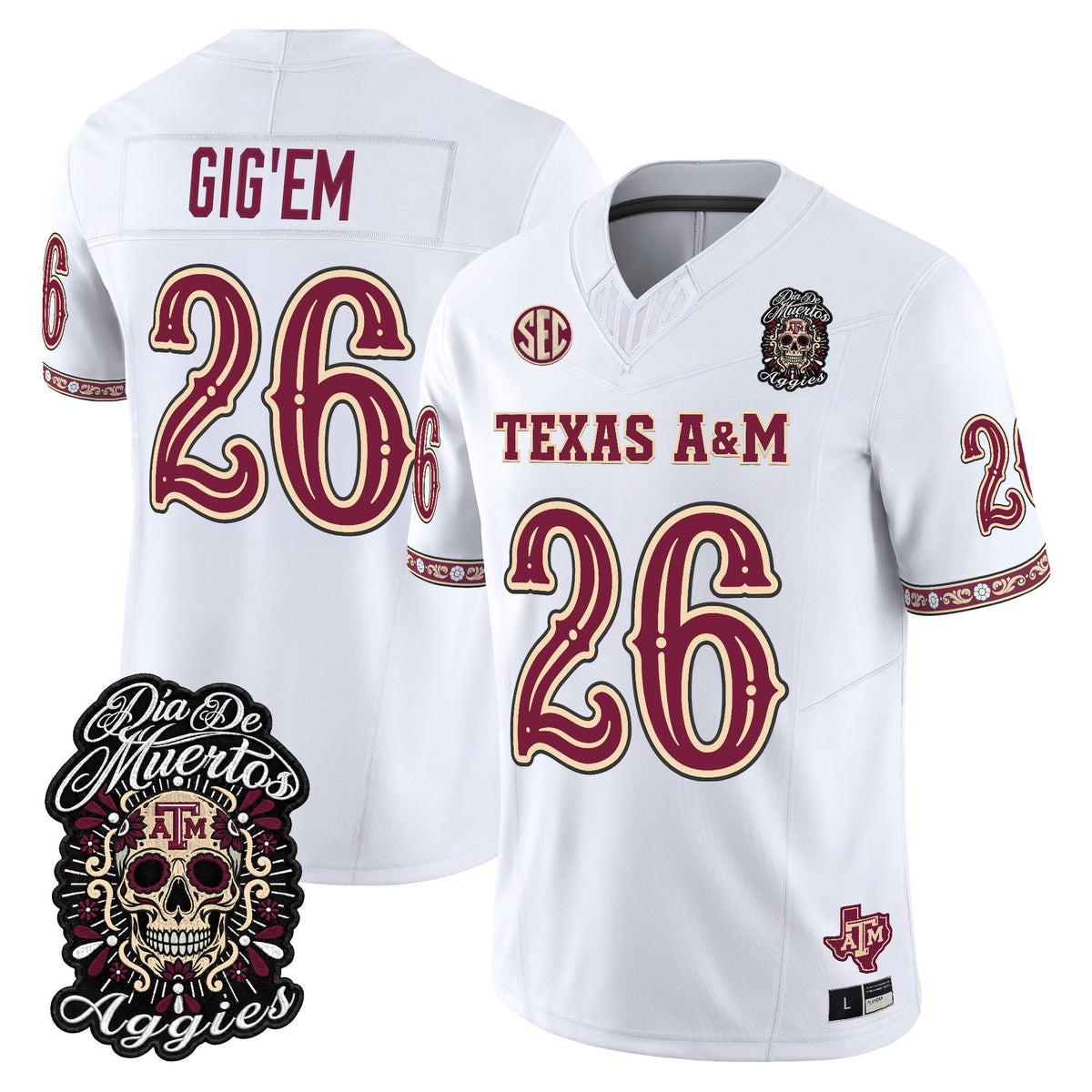  Texas A&M Aggies Día de los Muertos Vapor Limited Jersey - Stitched