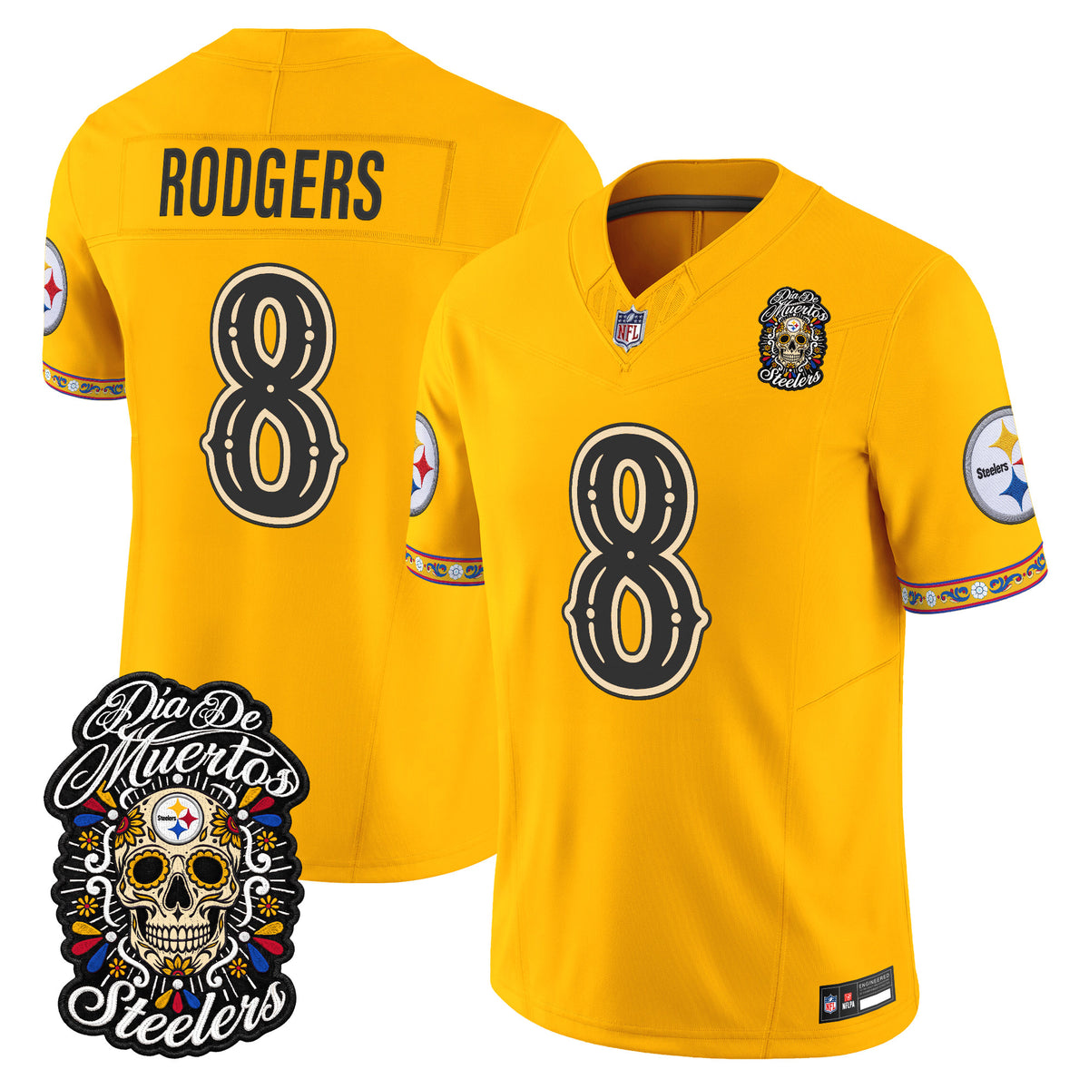  Pittsburgh Steelers Día de los Muertos Vapor Limited Jersey - Stitched