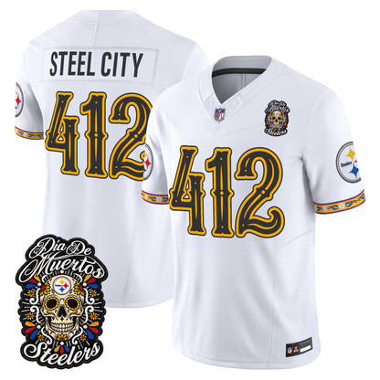  Pittsburgh Steelers Día de los Muertos Vapor Limited Jersey - Stitched
