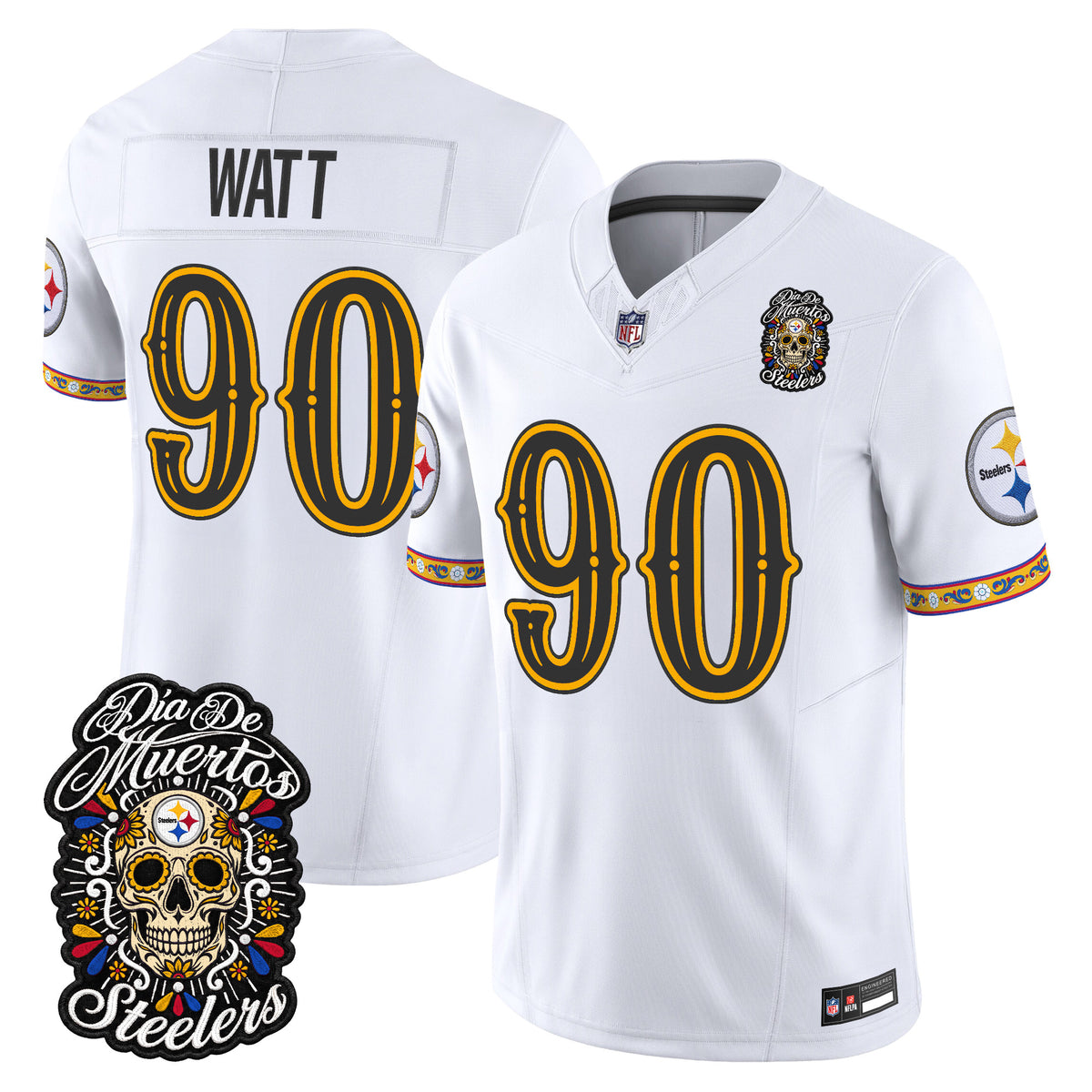  Pittsburgh Steelers Día de los Muertos Vapor Limited Jersey - Stitched