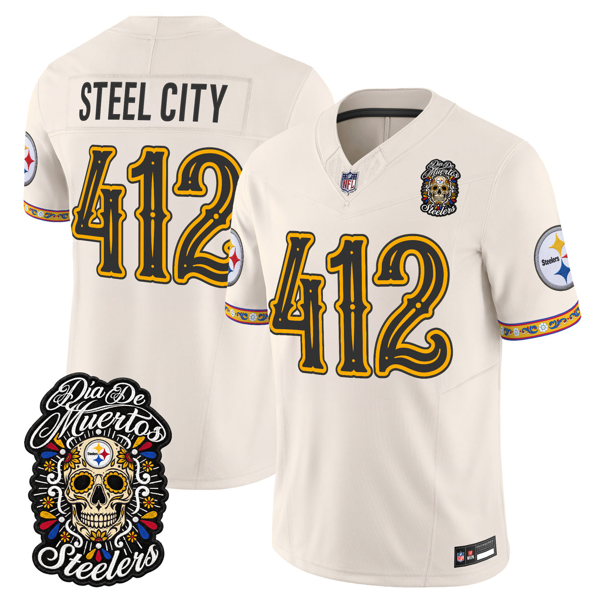  Pittsburgh Steelers Día de los Muertos Vapor Limited Jersey - Stitched
