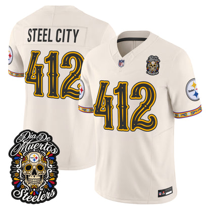  Pittsburgh Steelers Día de los Muertos Vapor Limited Jersey - Stitched