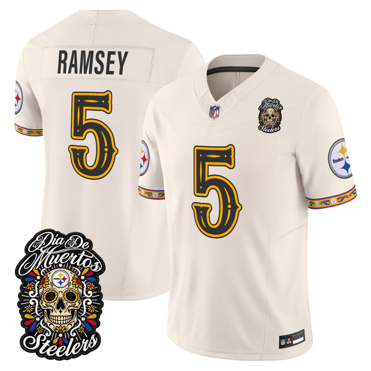  Pittsburgh Steelers Día de los Muertos Vapor Limited Jersey - Stitched