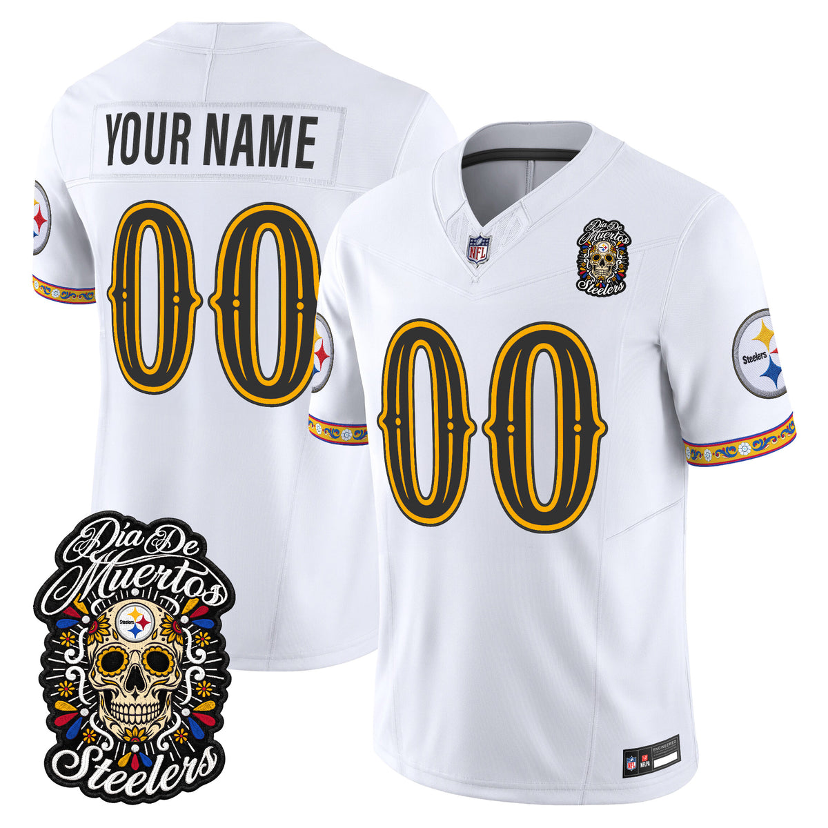 Pittsburgh Steelers Día de los Muertos Vapor Limited Custom Jersey - Stitched