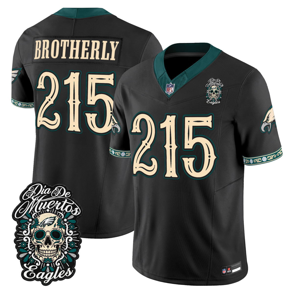  Philadelphia Eagles Día de los Muertos Vapor Limited Jersey - Stitched