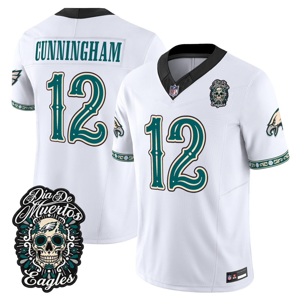  Philadelphia Eagles Día de los Muertos Vapor Limited Jersey - Stitched