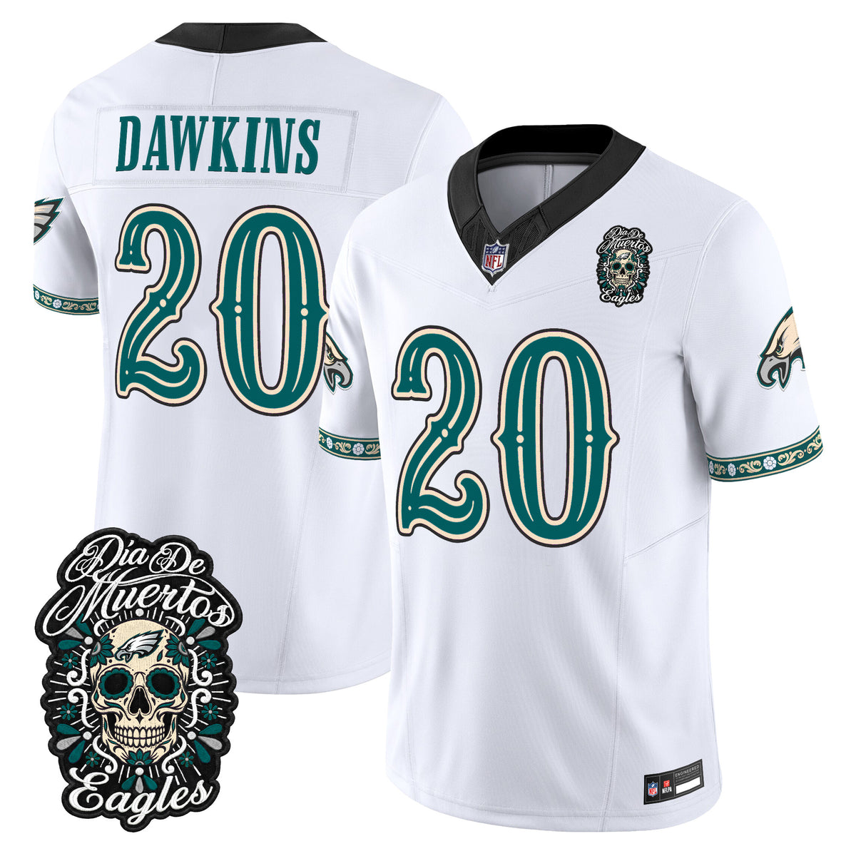  Philadelphia Eagles Día de los Muertos Vapor Limited Jersey - Stitched