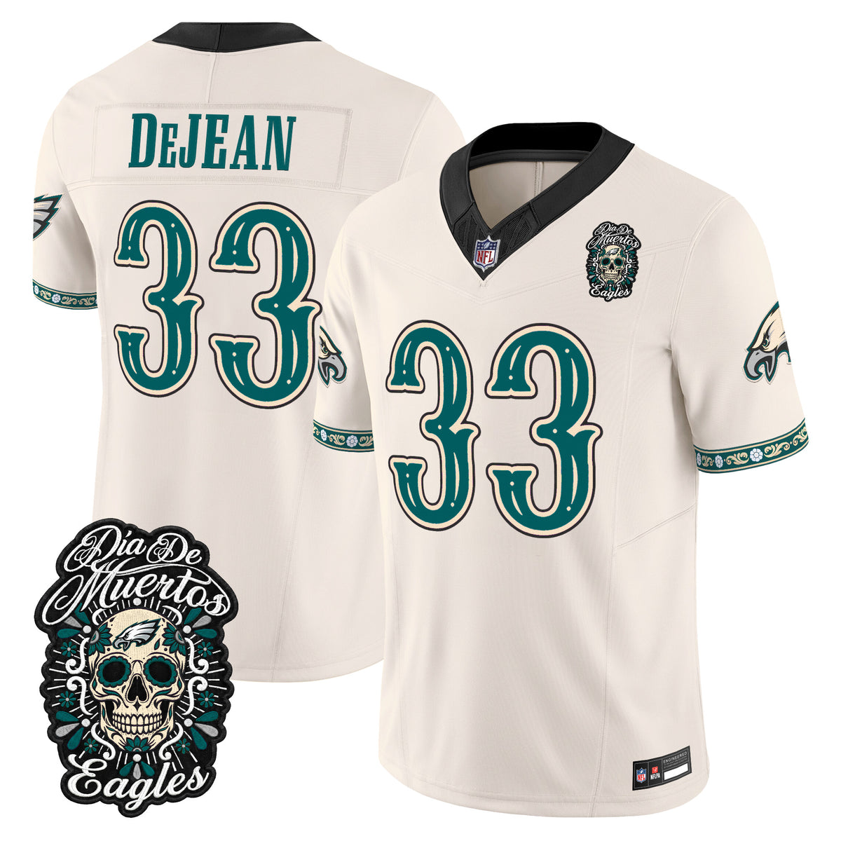  Philadelphia Eagles Día de los Muertos Vapor Limited Jersey - Stitched