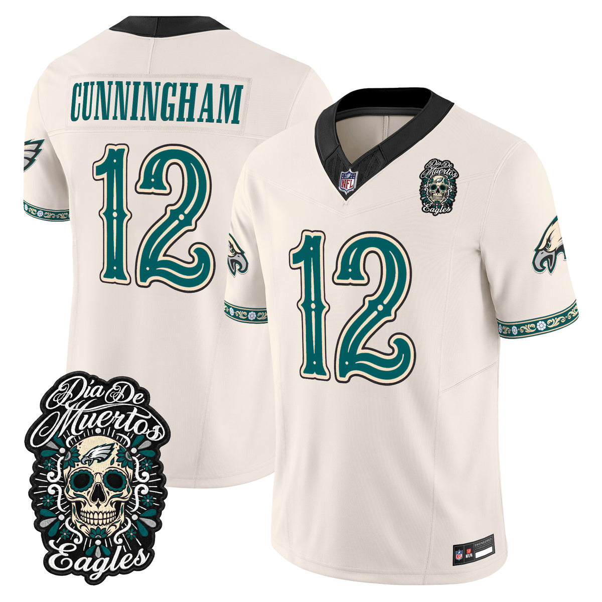  Philadelphia Eagles Día de los Muertos Vapor Limited Jersey - Stitched