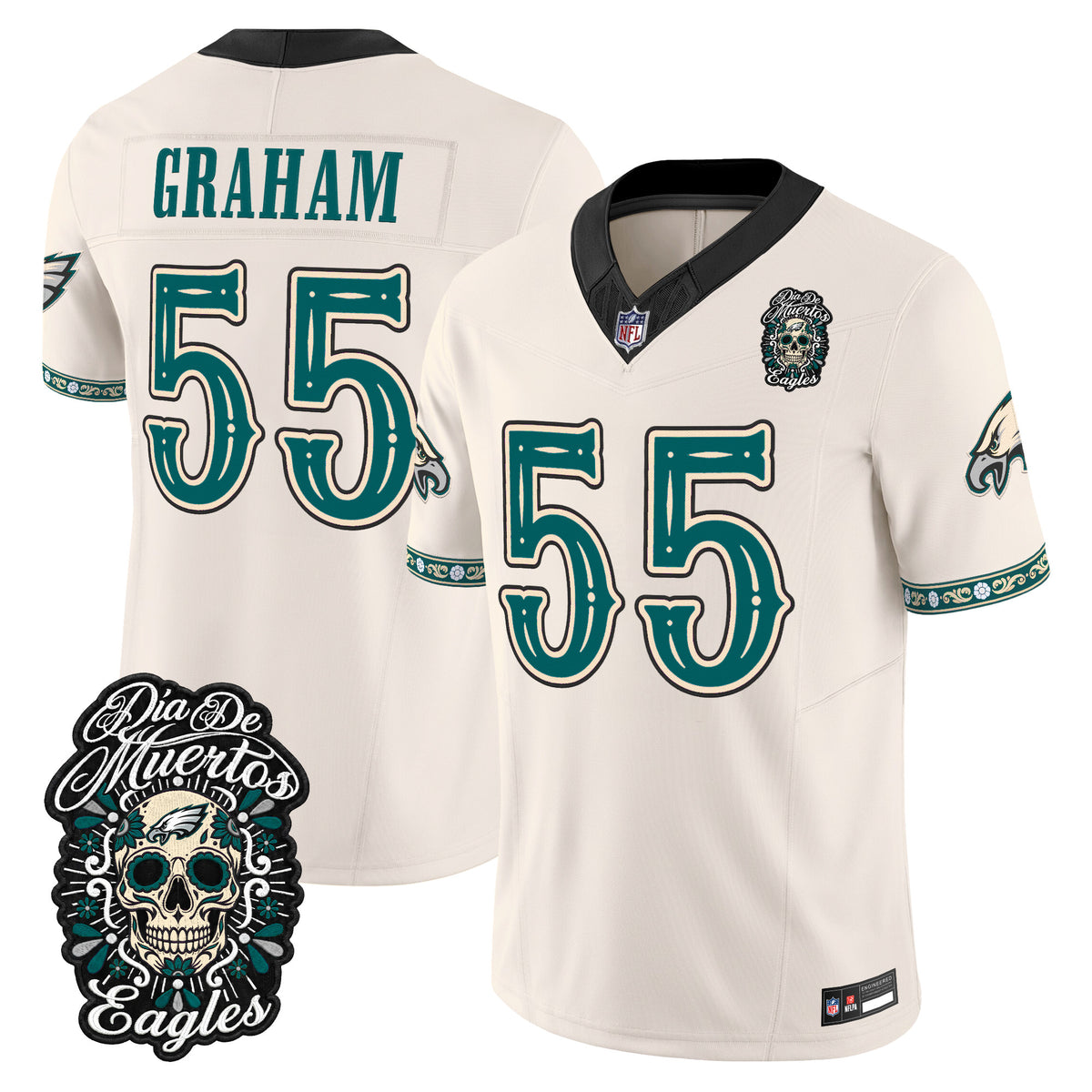 Philadelphia Eagles Día de los Muertos Vapor Limited Jersey - Stitched