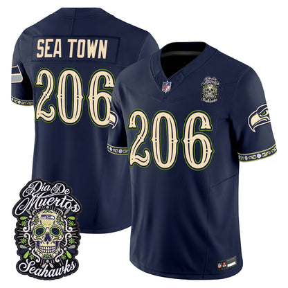  Seattle Seahawks Día de los Muertos Vapor Limited Jersey - Stitched