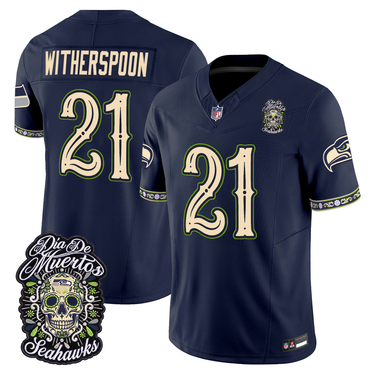  Seattle Seahawks Día de los Muertos Vapor Limited Jersey - Stitched