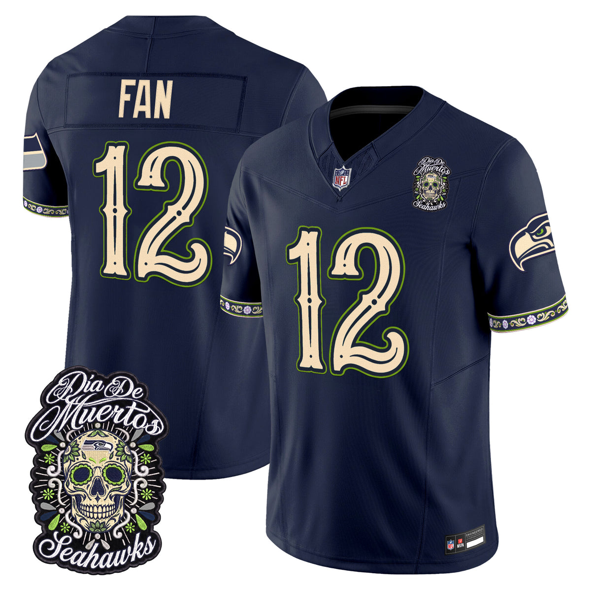  Seattle Seahawks Día de los Muertos Vapor Limited Jersey - Stitched