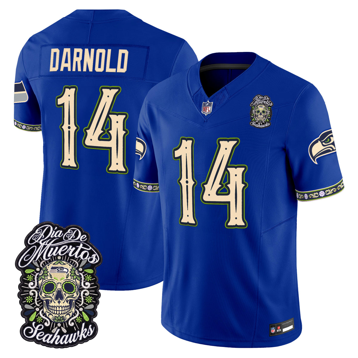  Seattle Seahawks Día de los Muertos Vapor Limited Jersey - Stitched