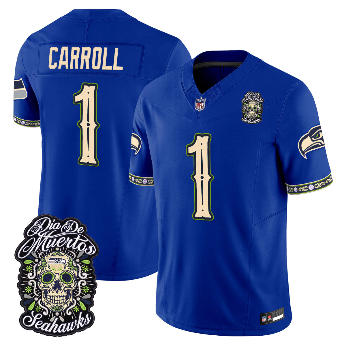  Seattle Seahawks Día de los Muertos Vapor Limited Jersey - Stitched