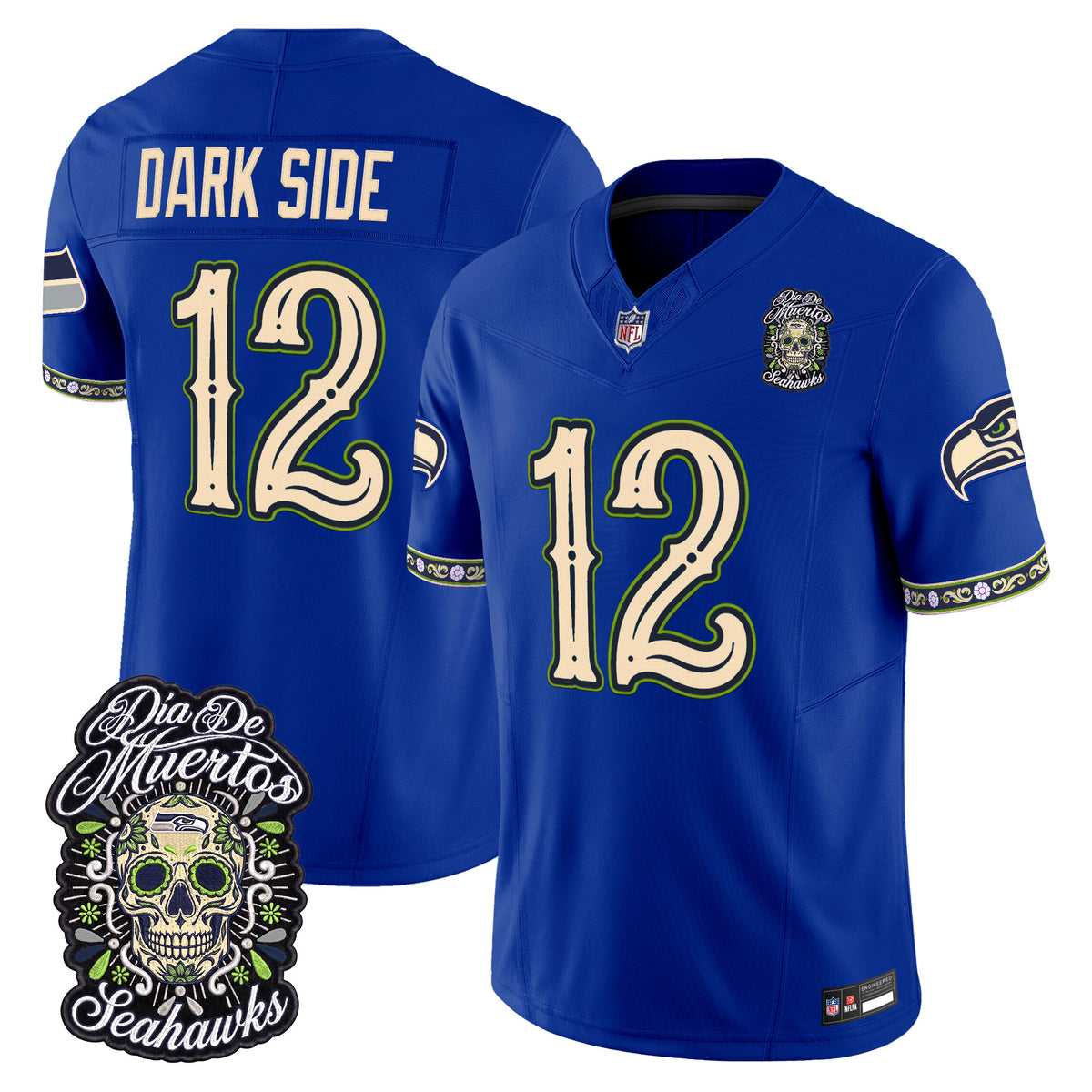  Seattle Seahawks Día de los Muertos Vapor Limited Jersey - Stitched