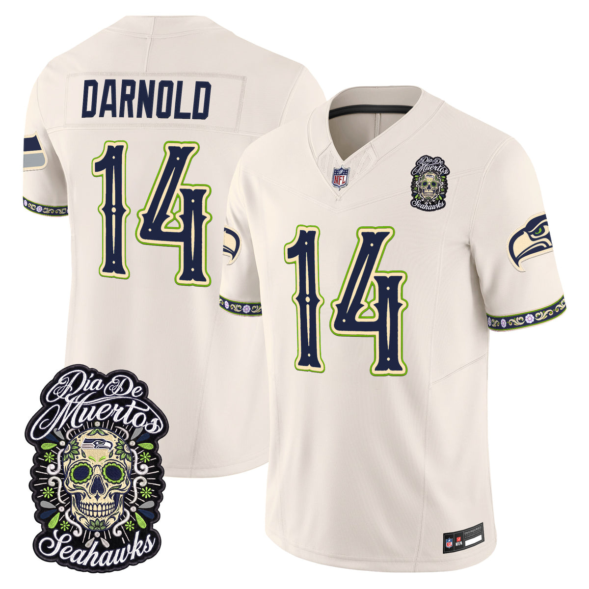  Seattle Seahawks Día de los Muertos Vapor Limited Jersey - Stitched