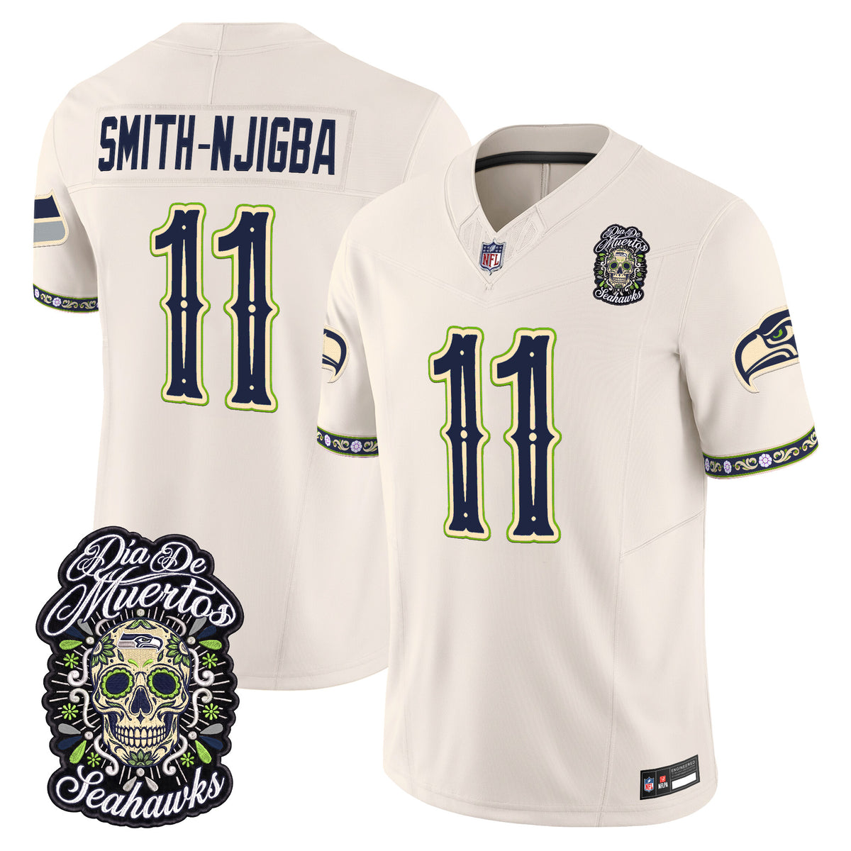  Seattle Seahawks Día de los Muertos Vapor Limited Jersey - Stitched